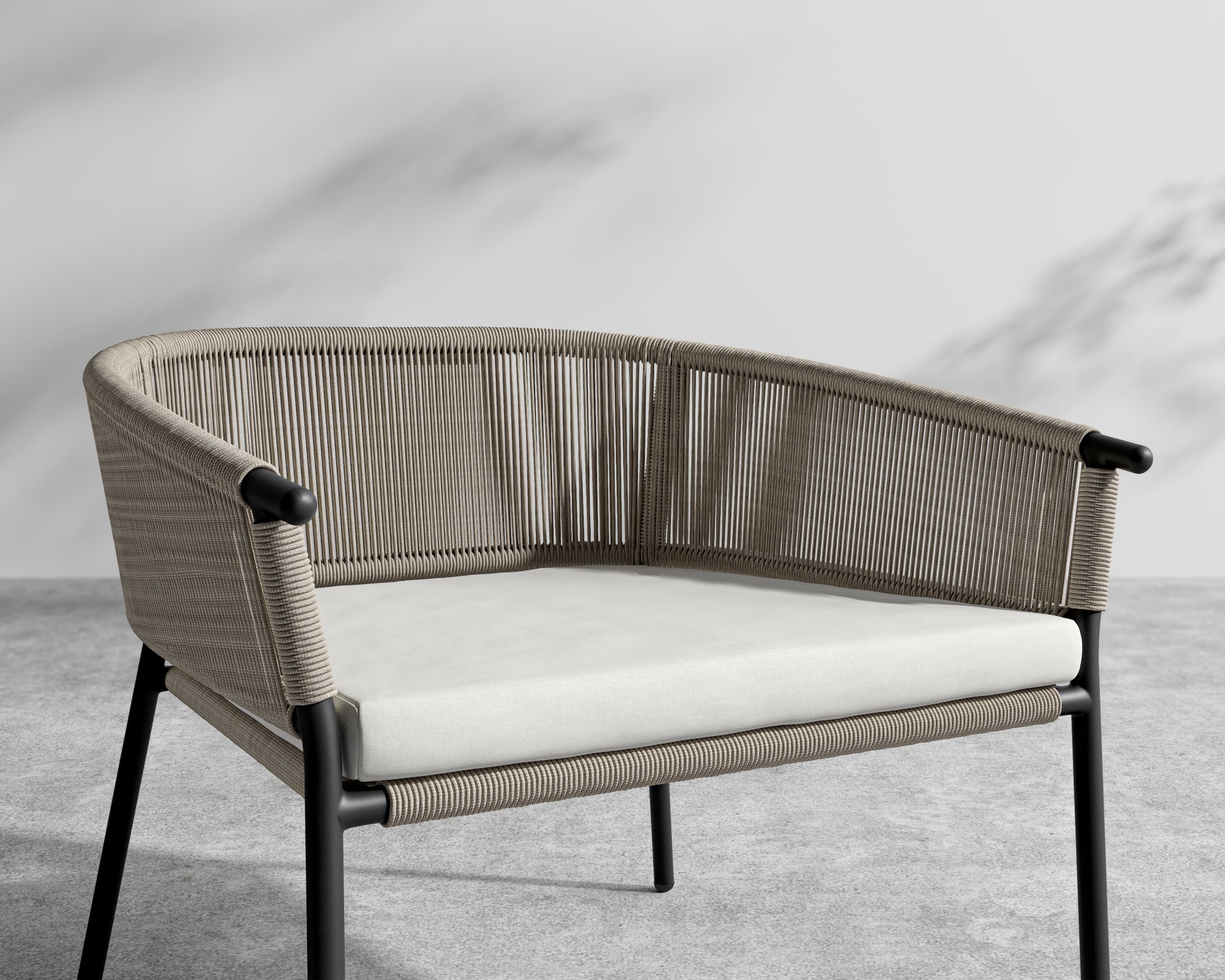 Afton Outdoor Lounge Chair - Black Frame - Taupe Cord