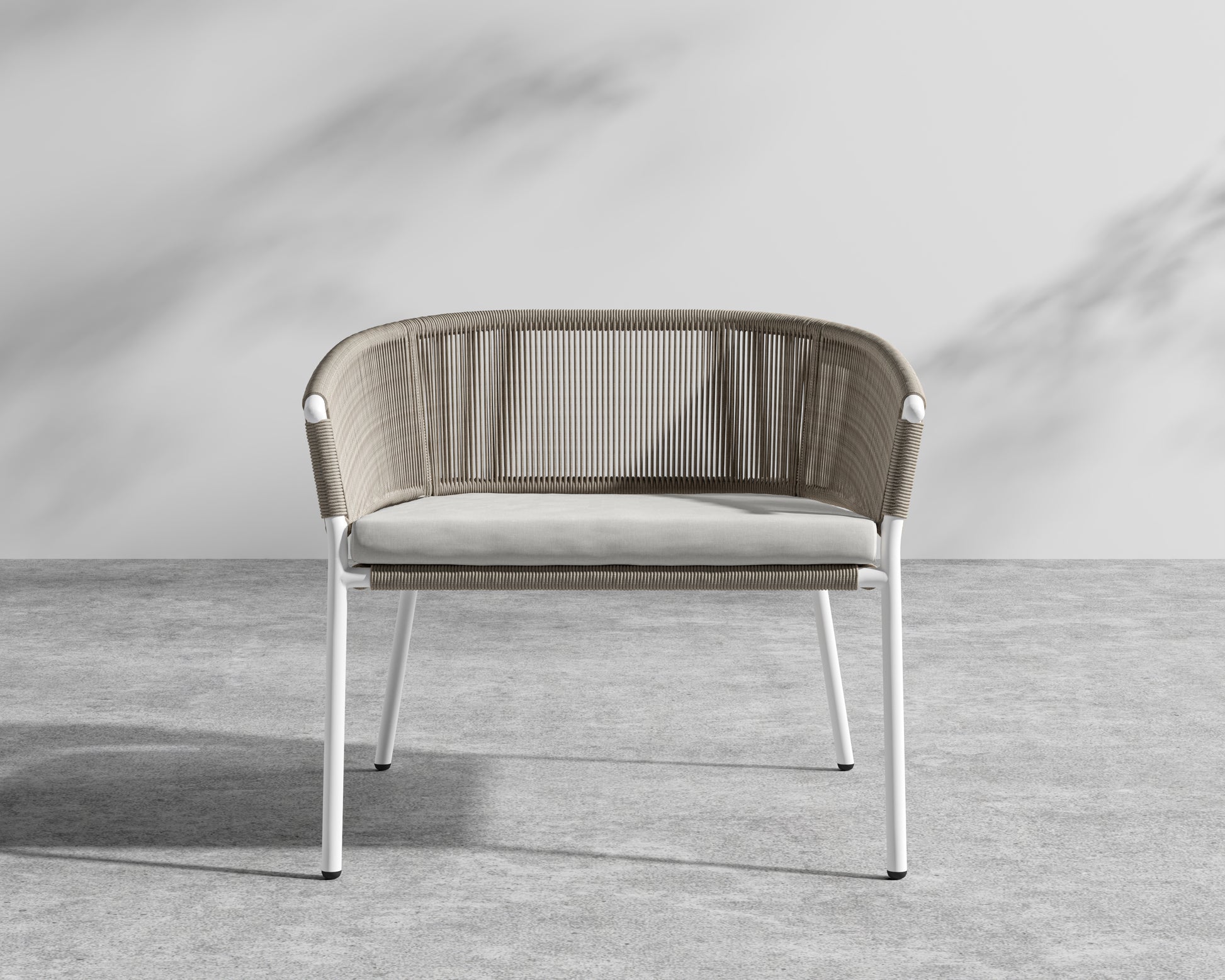 Afton Outdoor Lounge Chair - White Frame - Taupe Cord