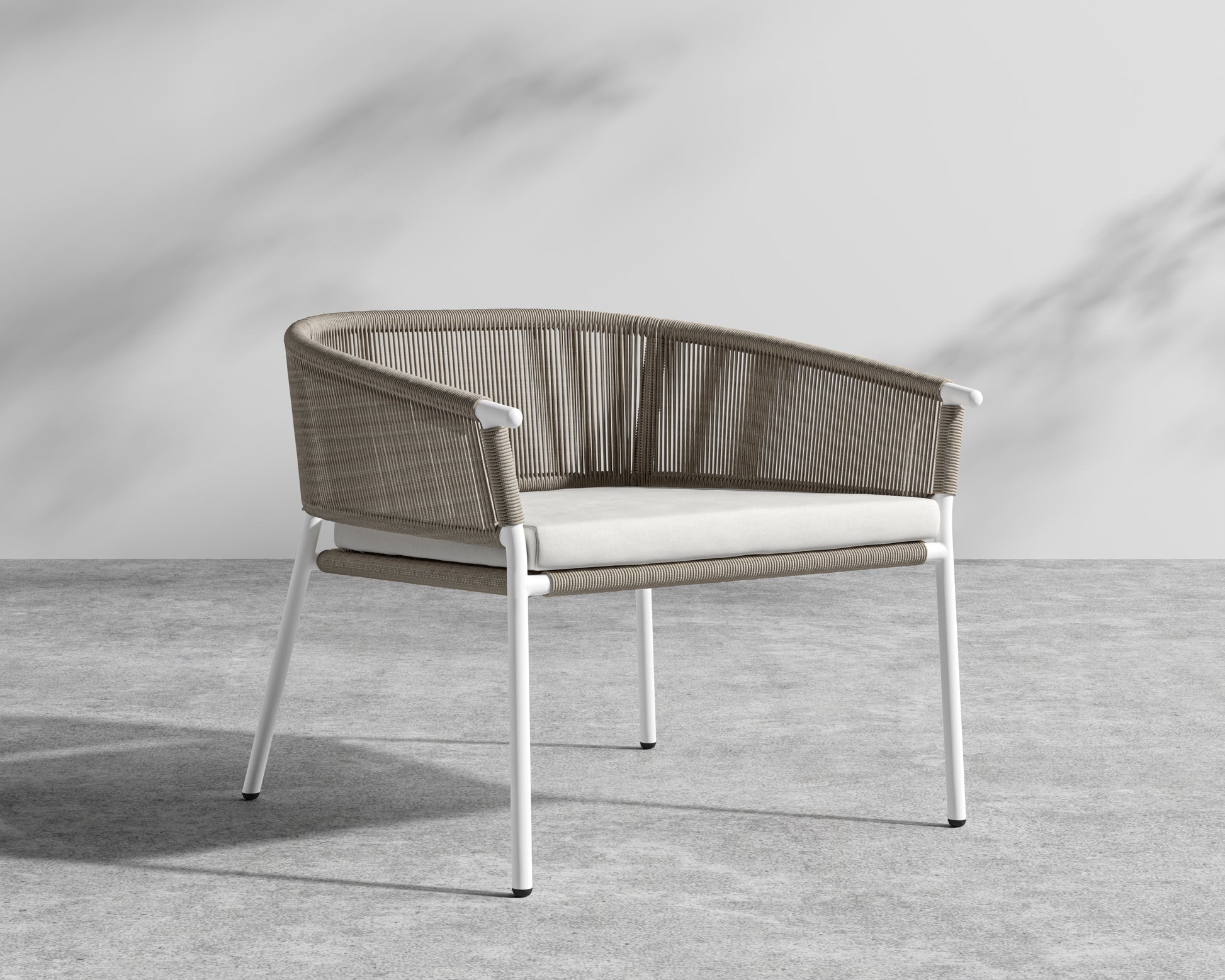 Afton Outdoor Lounge Chair - White Frame - Taupe Cord