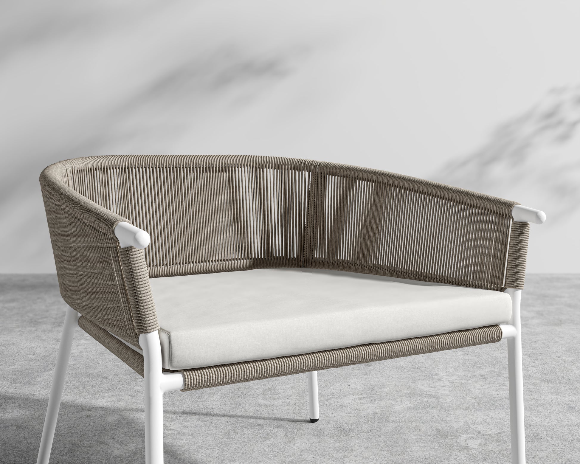 Afton Outdoor Lounge Chair - White Frame - Taupe Cord