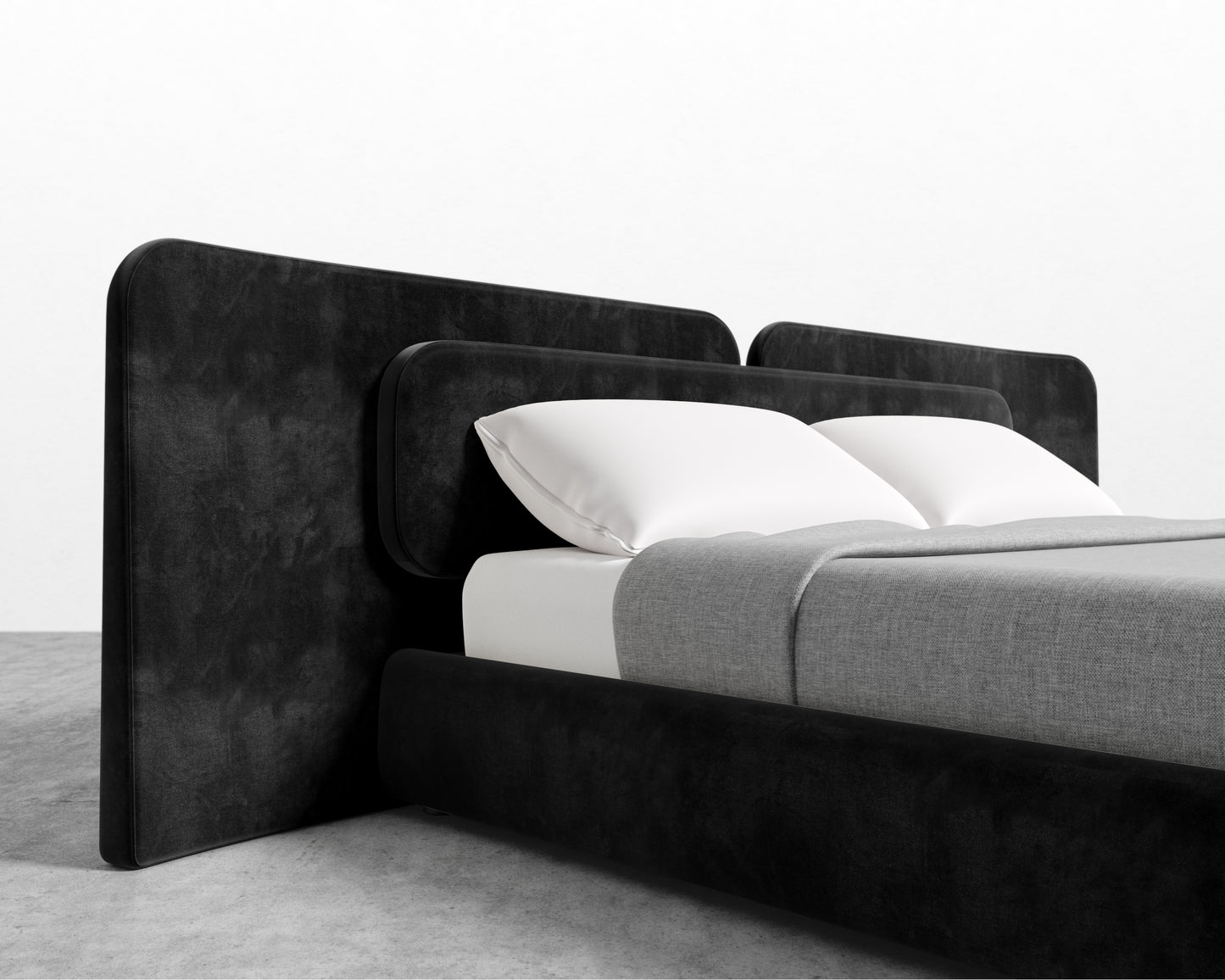 Angelo Bed - Plush Velvet - Black 2022