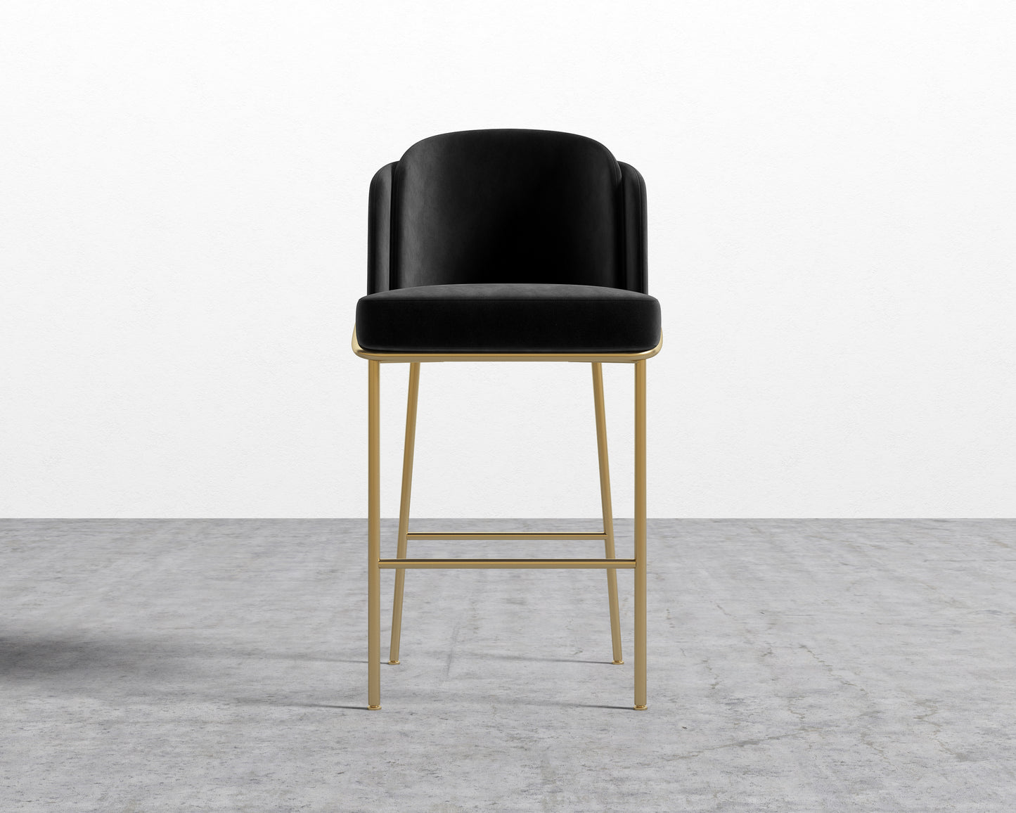 Angelo Barstool - Vintage Velvet - Black - Brass Frame