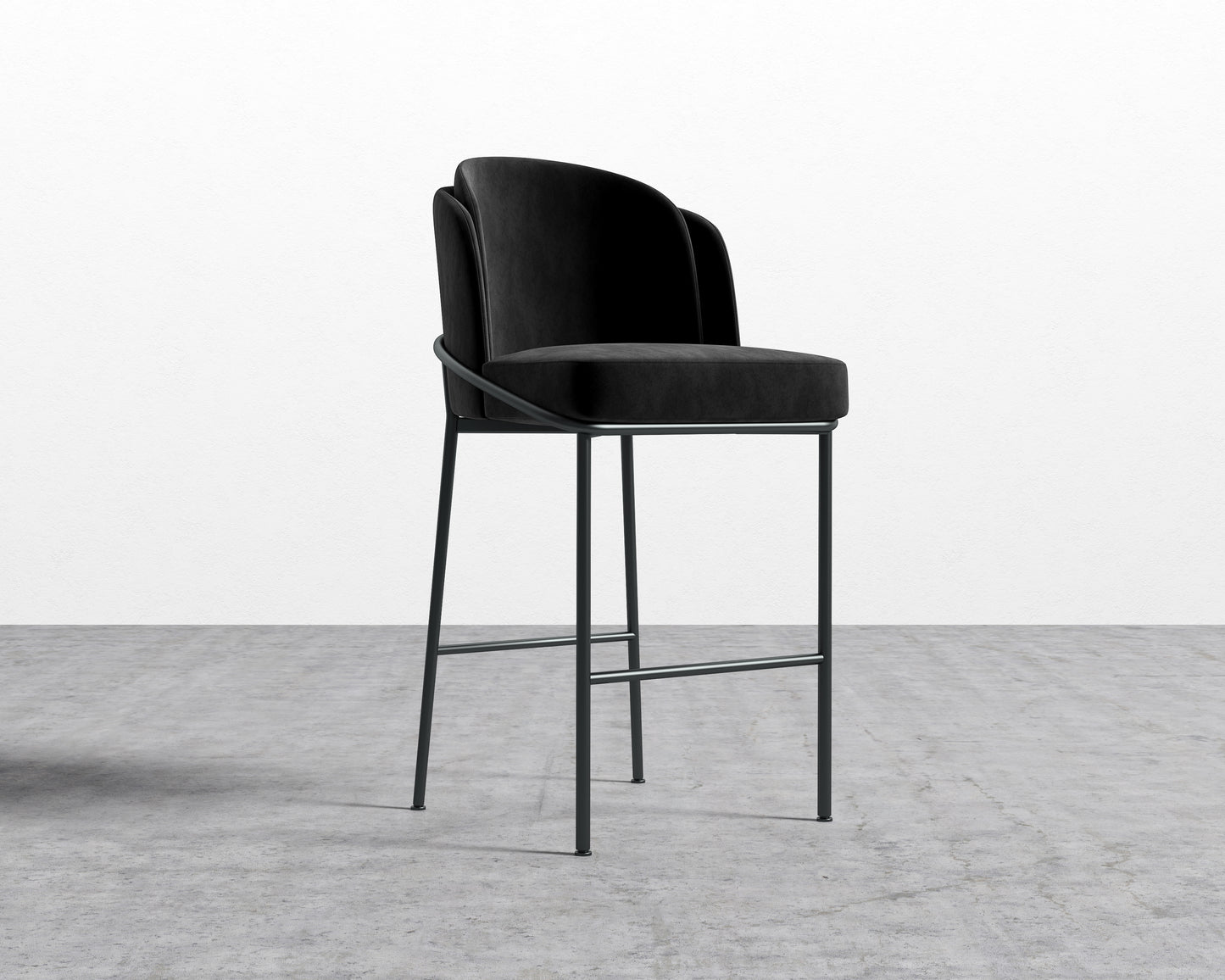 Angelo Barstool - Vintage Velvet - Black - Black Frame