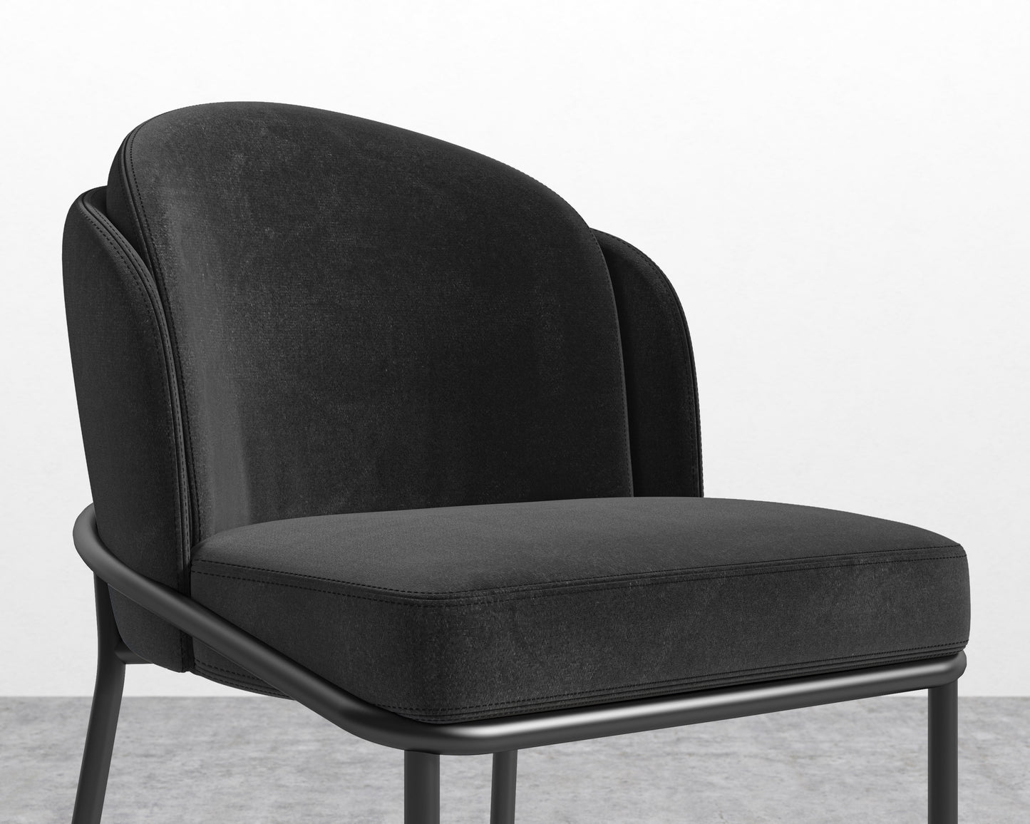 Angelo Counter Stool - Plush Velvet - Black - Black