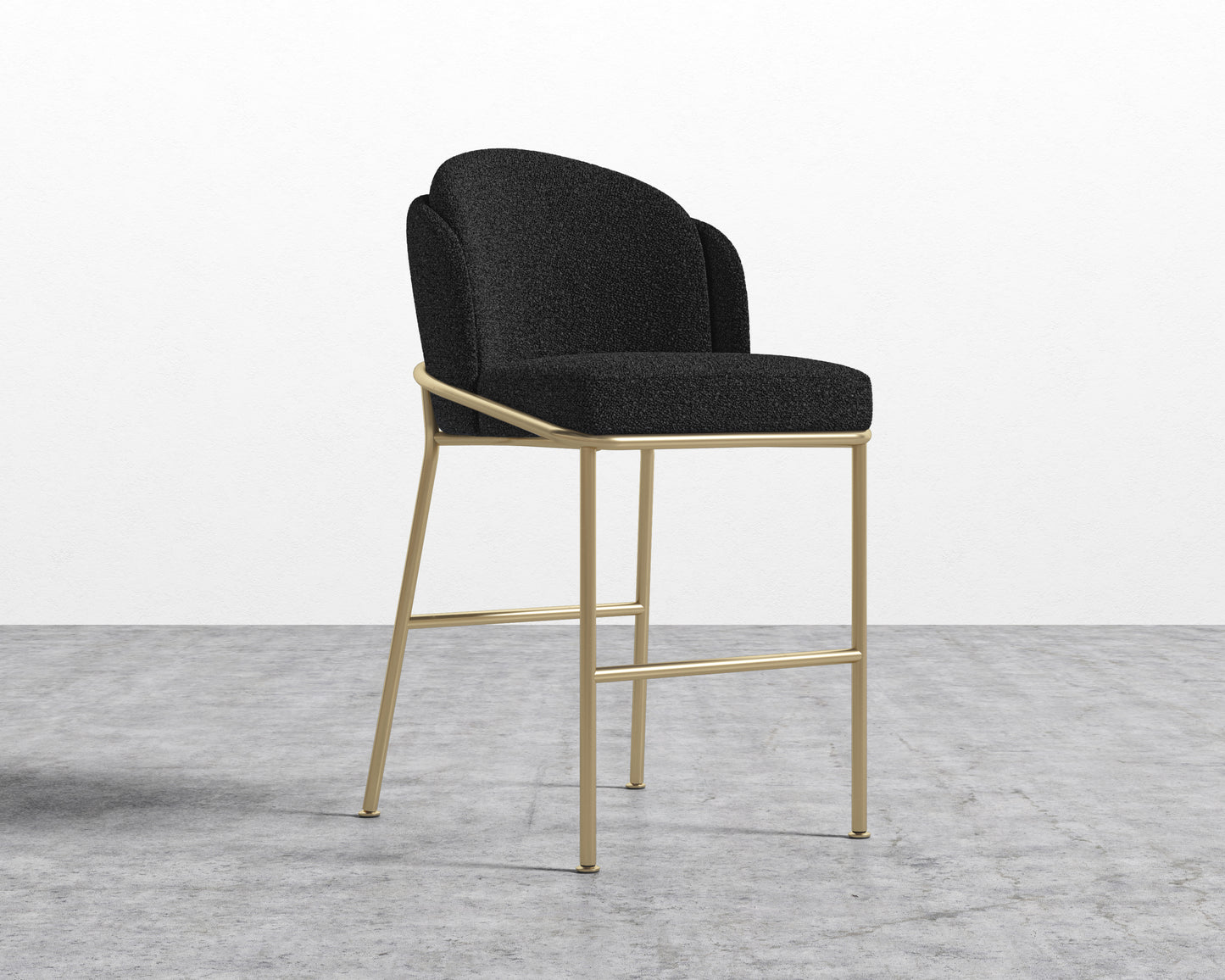 Angelo Counter Stool - Chatou Boucle - Caviar - Brass