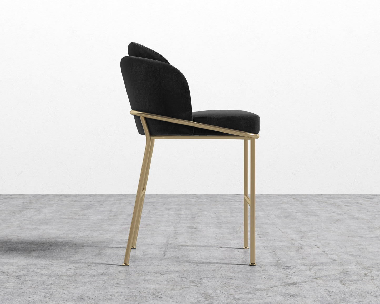 Angelo Counter Stool - Plush Velvet - Black - Brass
