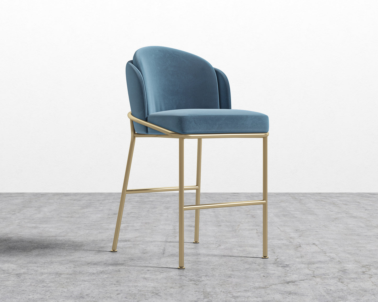 Angelo Counter Stool - Plush Velvet - Solstice - Brass
