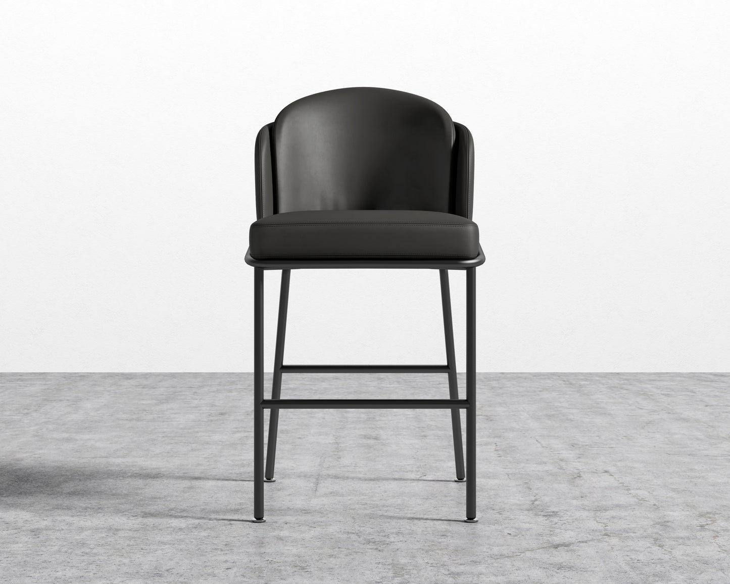 Angelo Counter Stool - Microfiber Leather - Trento Jet Black - Black