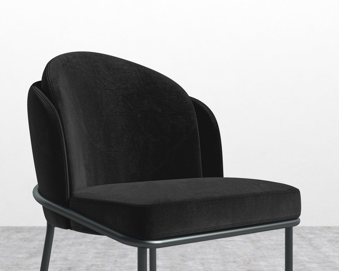 Angelo Dining Chair - Black - Plush Velvet - Black