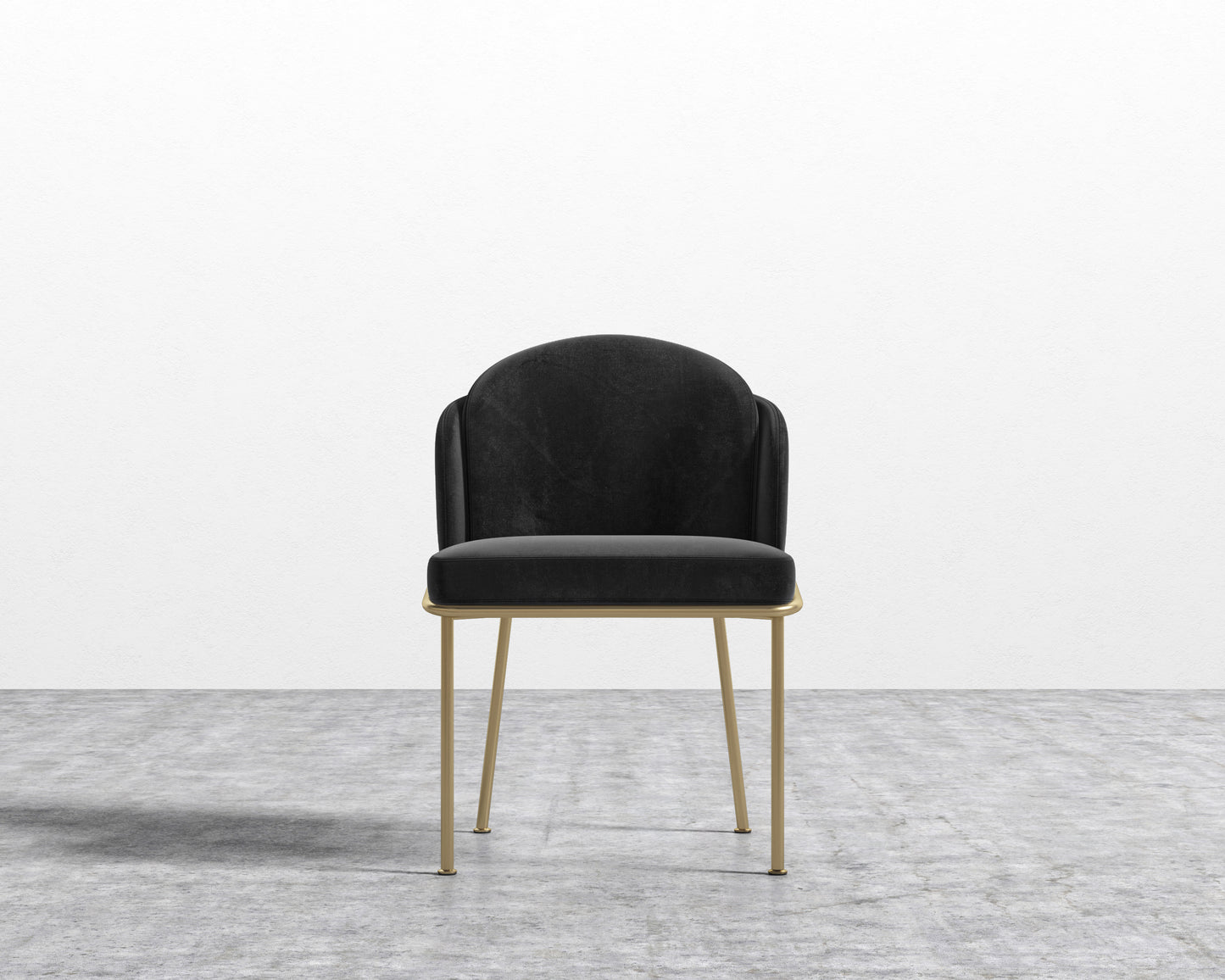 Angelo Dining Chair - Brass - Plush Velvet - Black