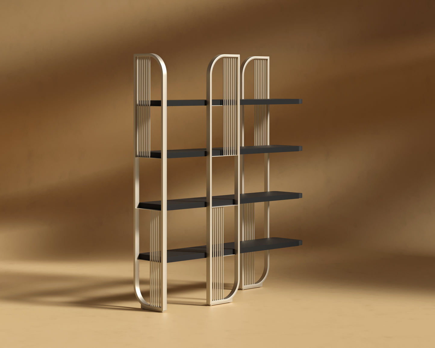 Apollo_Bookshelf_Champagne - Black Oak