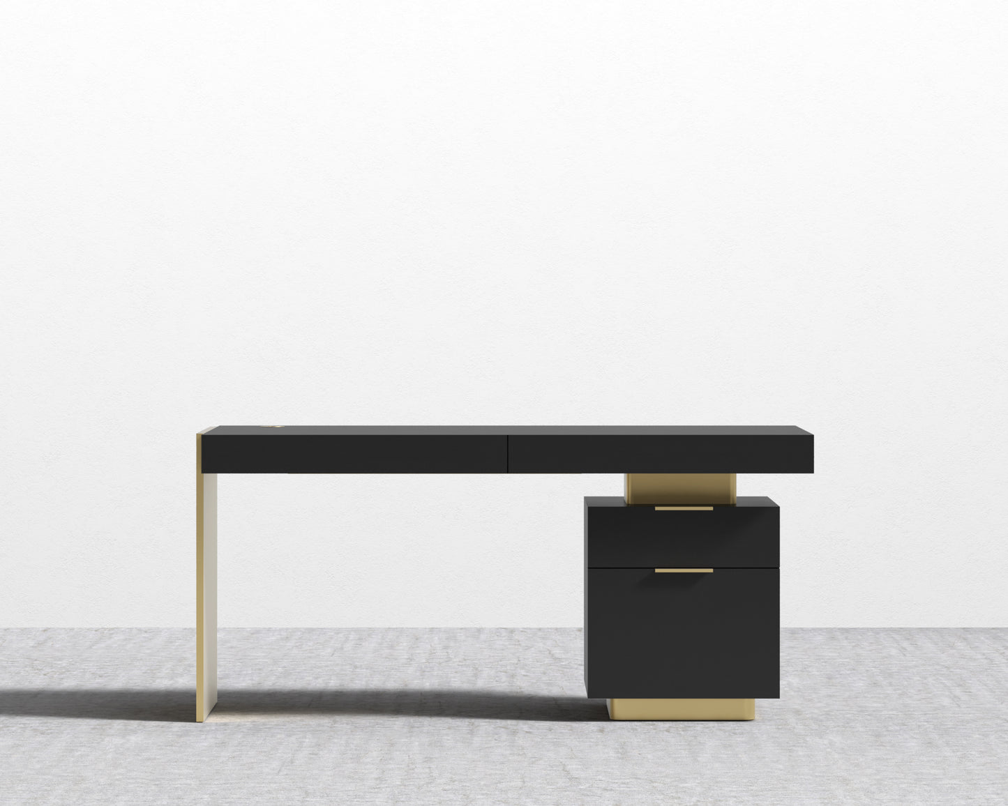 Arlo Desk - Brushed Brass - Black Oak