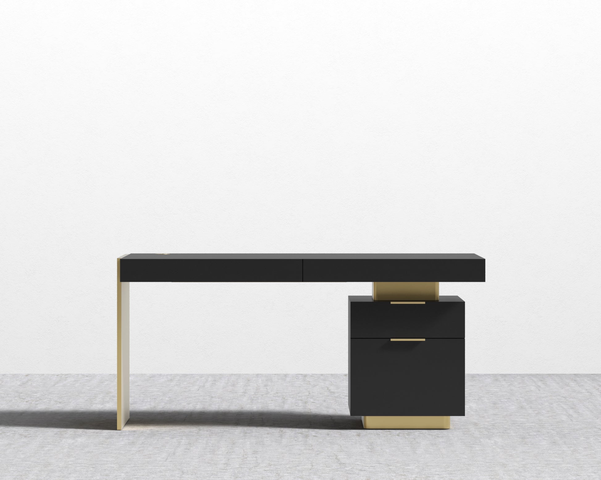 Arlo Desk - Brushed Brass - Black Oak