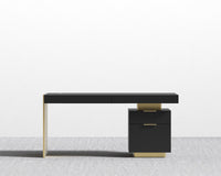 Arlo Desk - Brushed Brass - Black Oak