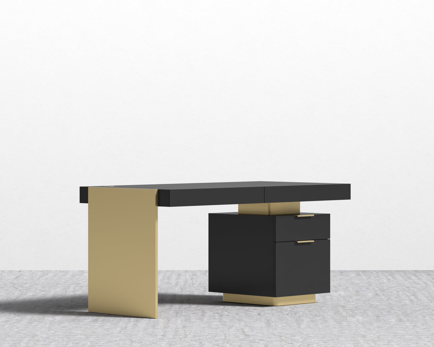Arlo Desk - Brushed Brass - Black Oak