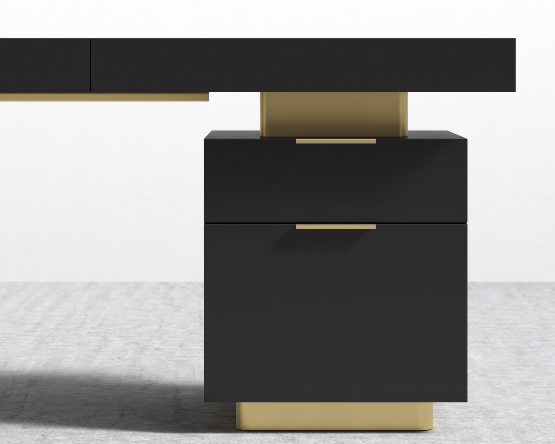 Arlo Desk - Brushed Brass - Black Oak