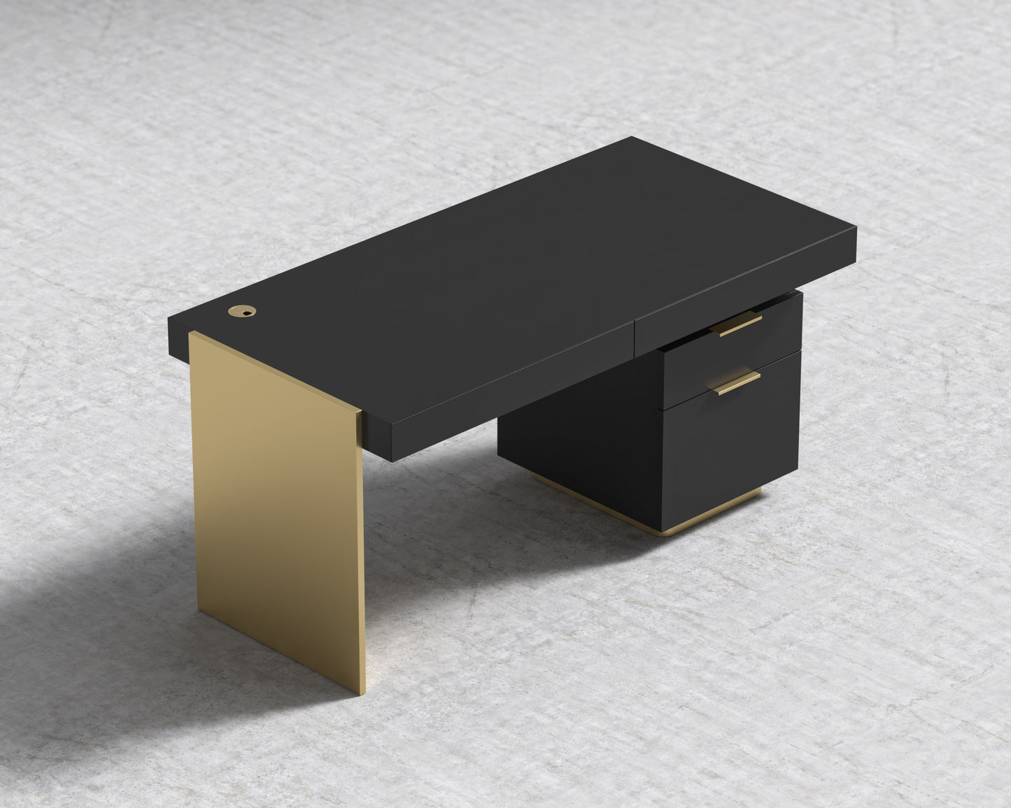 Arlo Desk - Brushed Brass - Black Oak