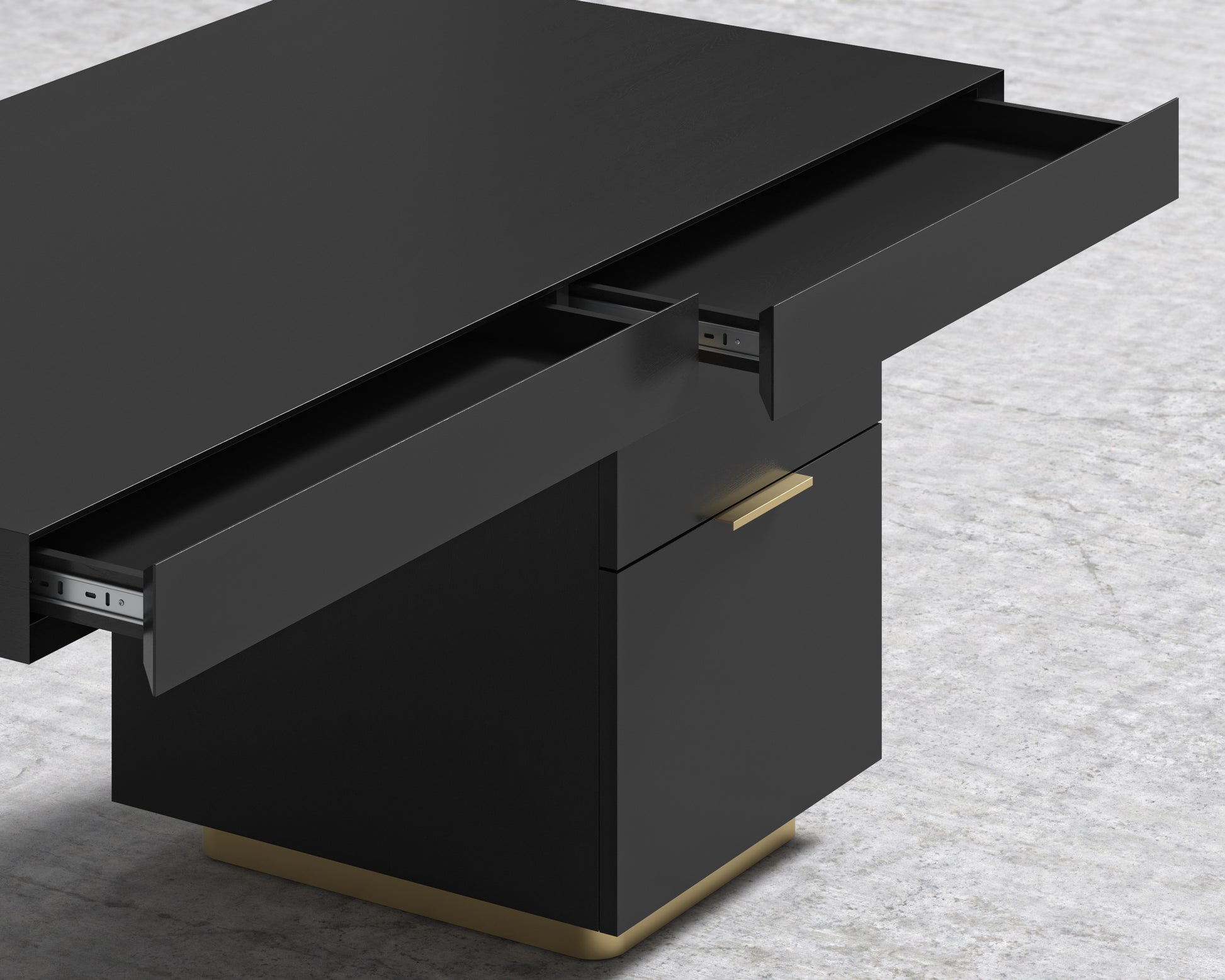 Arlo Desk - Brushed Brass - Black Oak