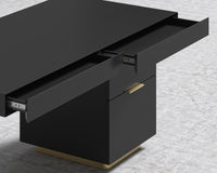 Arlo Desk - Brushed Brass - Black Oak