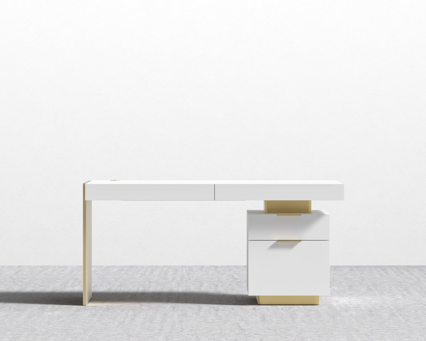 Arlo Desk - Brushed Brass - White Lacquer