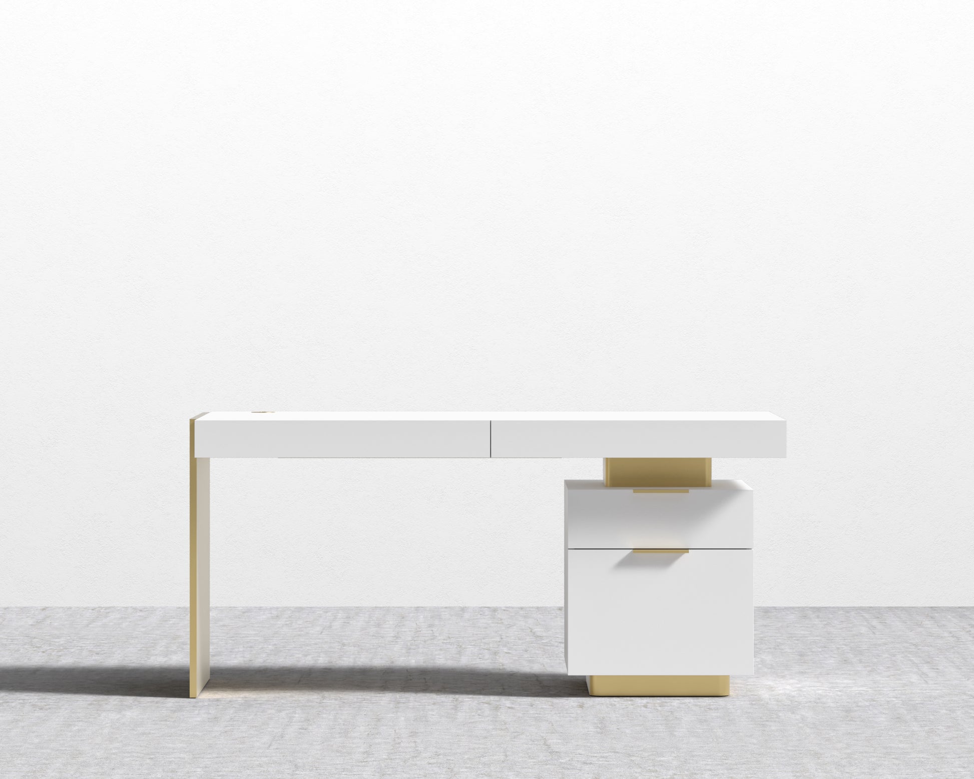 Arlo Desk - Brushed Brass - White Lacquer