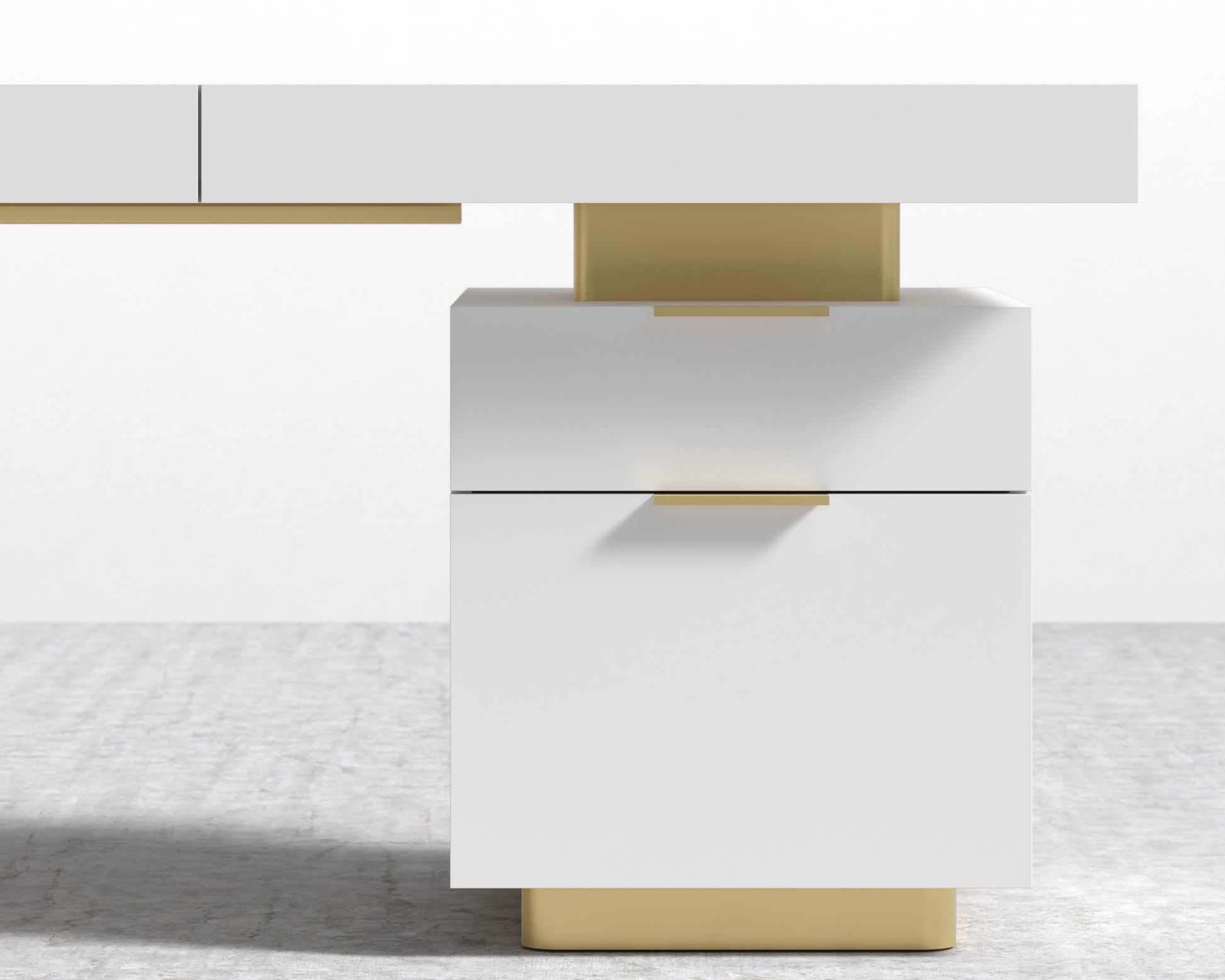 Arlo Desk - Brushed Brass - White Lacquer