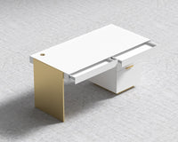 Arlo Desk - Brushed Brass - White Lacquer