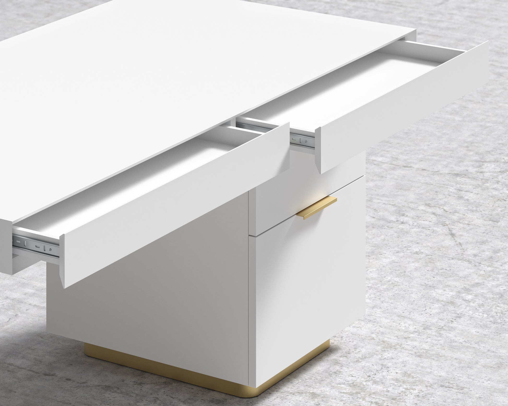 Arlo Desk - Brushed Brass - White Lacquer