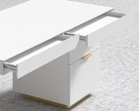 Arlo Desk - Brushed Brass - White Lacquer