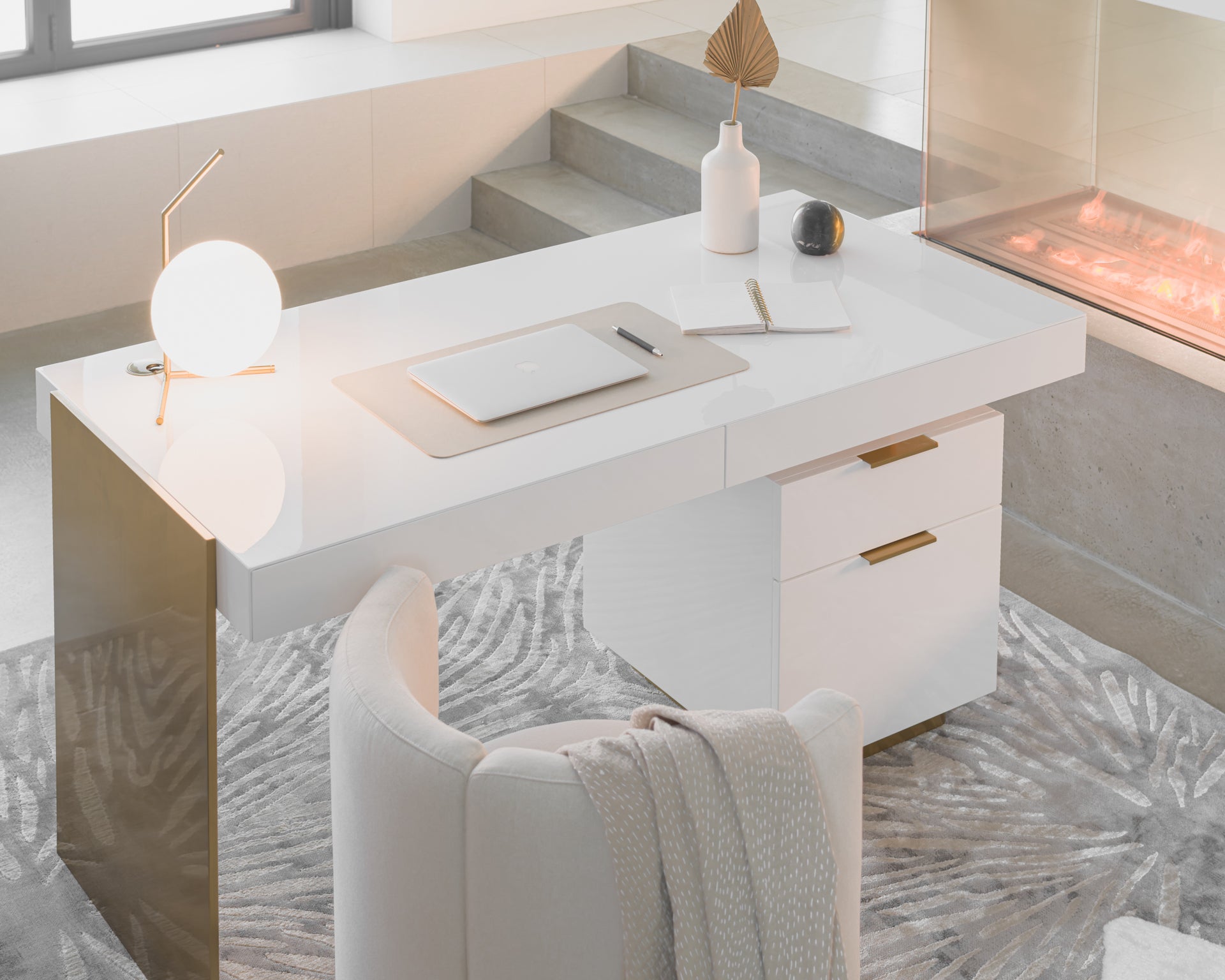 Arlo Desk Scene featuring Nova Lounge Chair