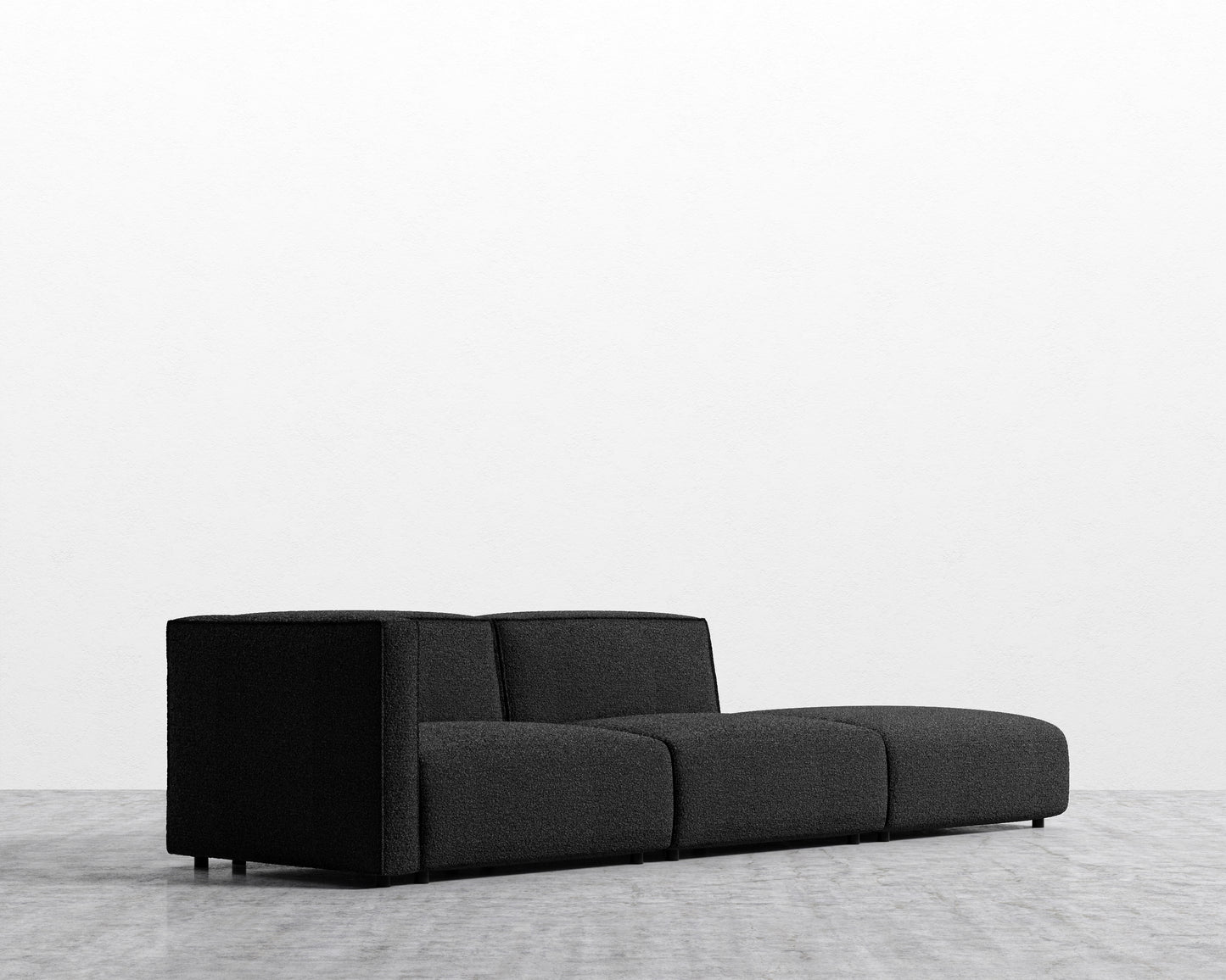 Arya Modular Sofa with Open End - Chatou Boucle - Caviar