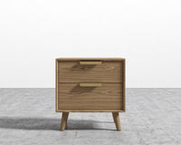Asher Double Drawer Nightstand-Brushed Brass-Ash Veneer