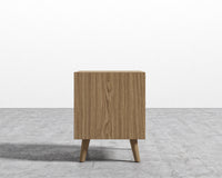 Asher Double Drawer Nightstand-Brushed Brass-Ash Veneer