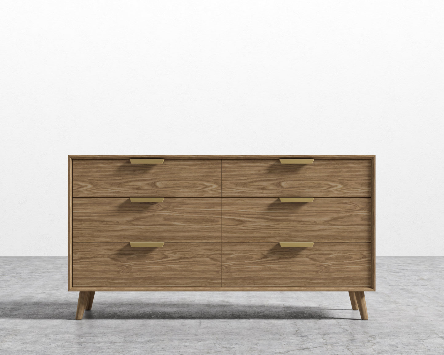 Asher Wide Dresser - Brushed Brass Handle - Ash