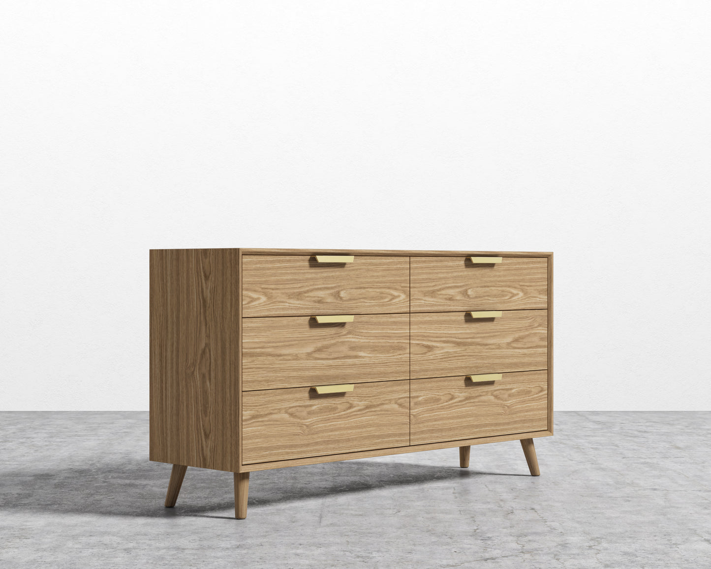 Asher Wide Dresser - Brushed Brass Handle - Ash
