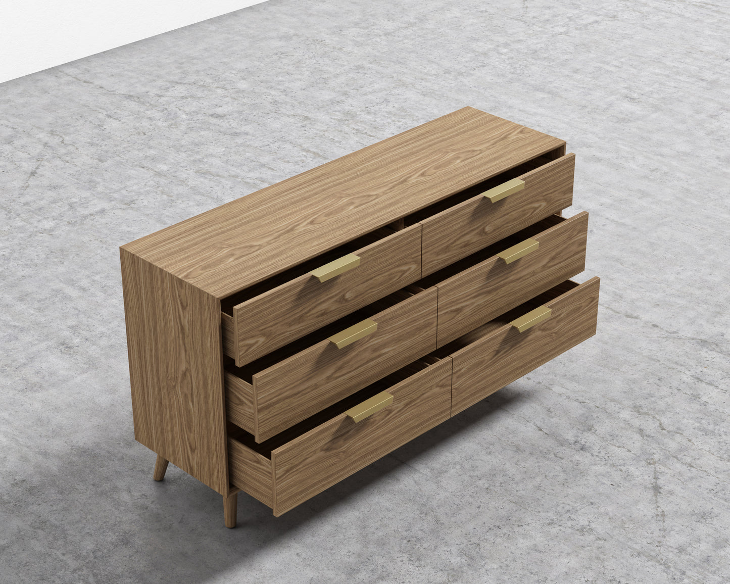 Asher Wide Dresser - Brushed Brass Handle - Ash
