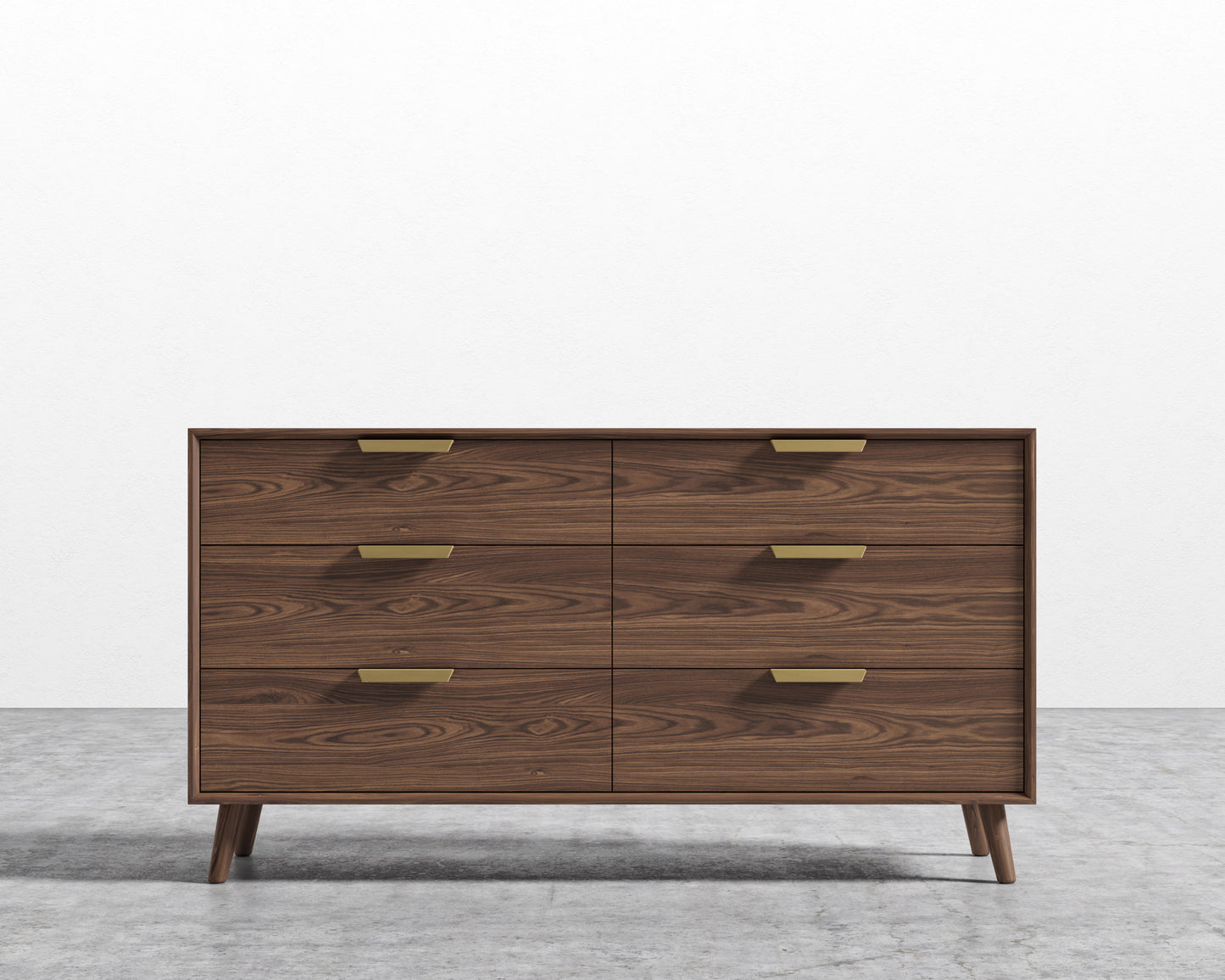 Asher Wide Dresser - Brushed Brass Handle - Walnut
