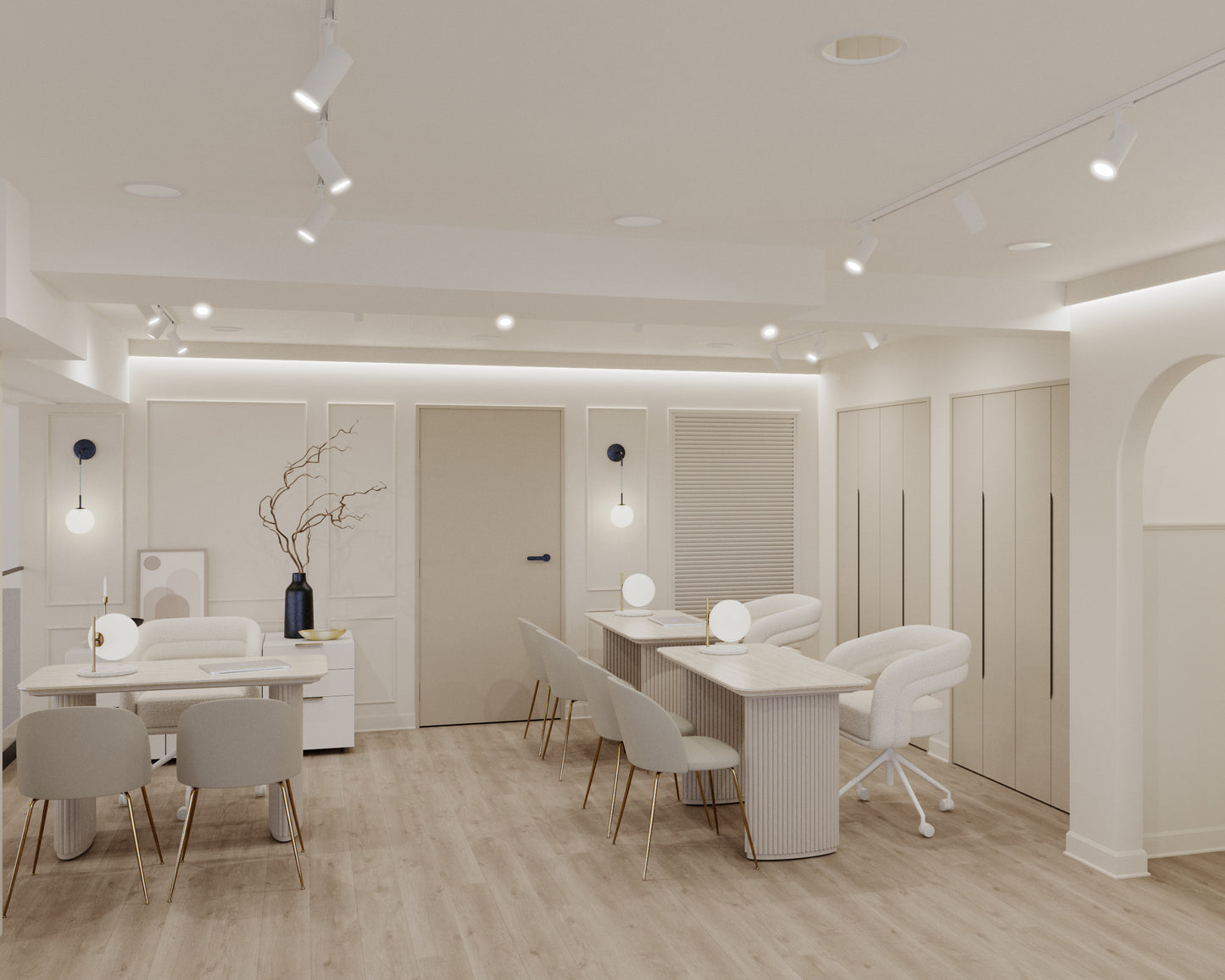 Athena Desk Scene featuring Iris Chair