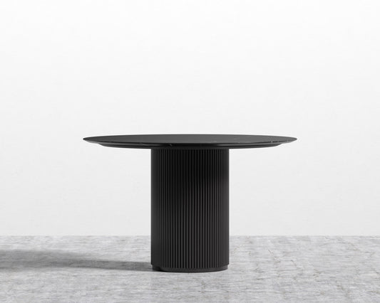 Athena Dining Table Round - 48in - Black Marble Black Oak Base