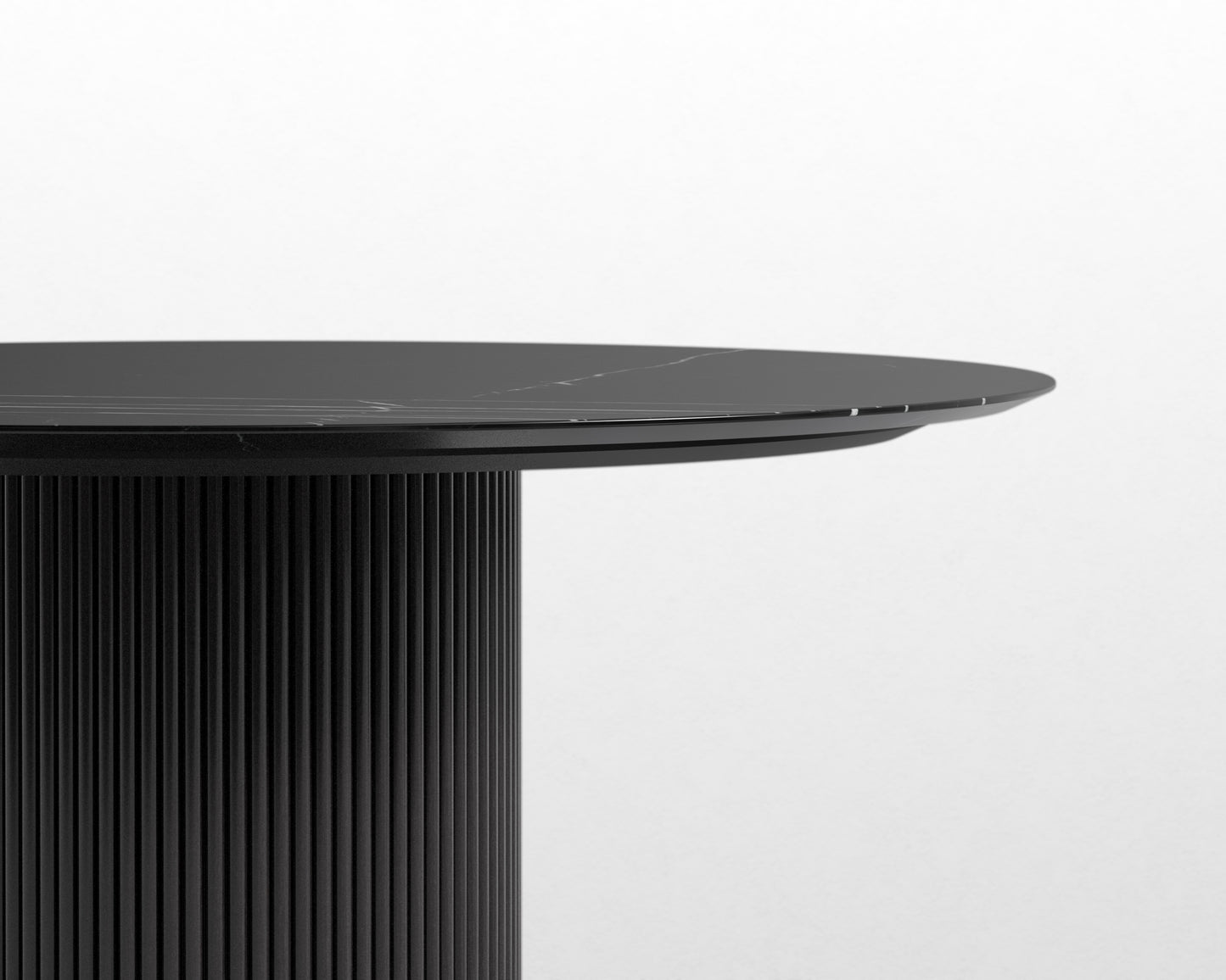 Athena Dining Table Round - 48in - Black Marble Black Oak Base