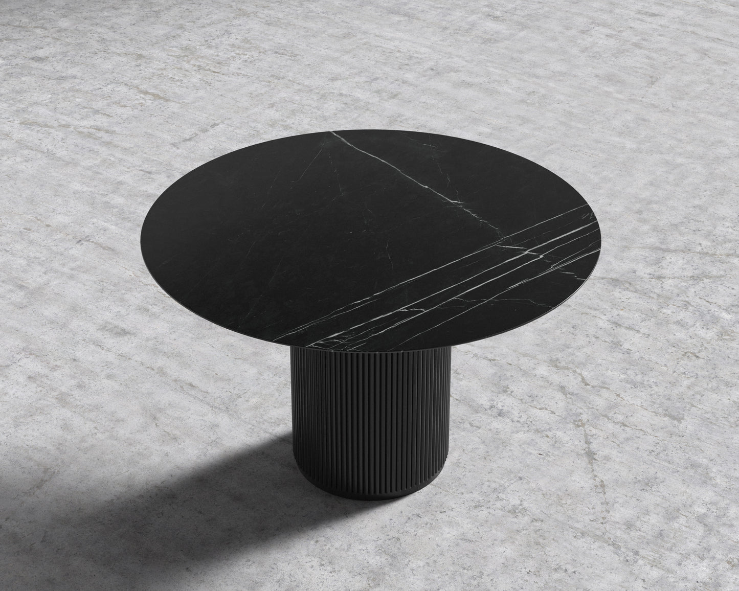 Athena Dining Table Round - 48in - Black Marble Black Oak Base