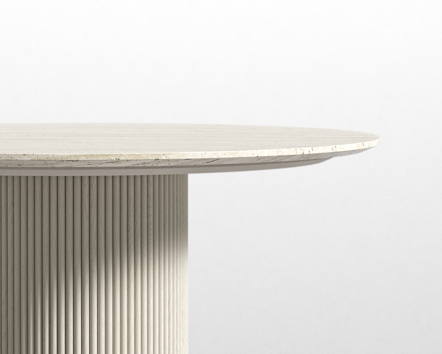 Athena Dining Table Round - 48in - Travertine - Alabaster Base