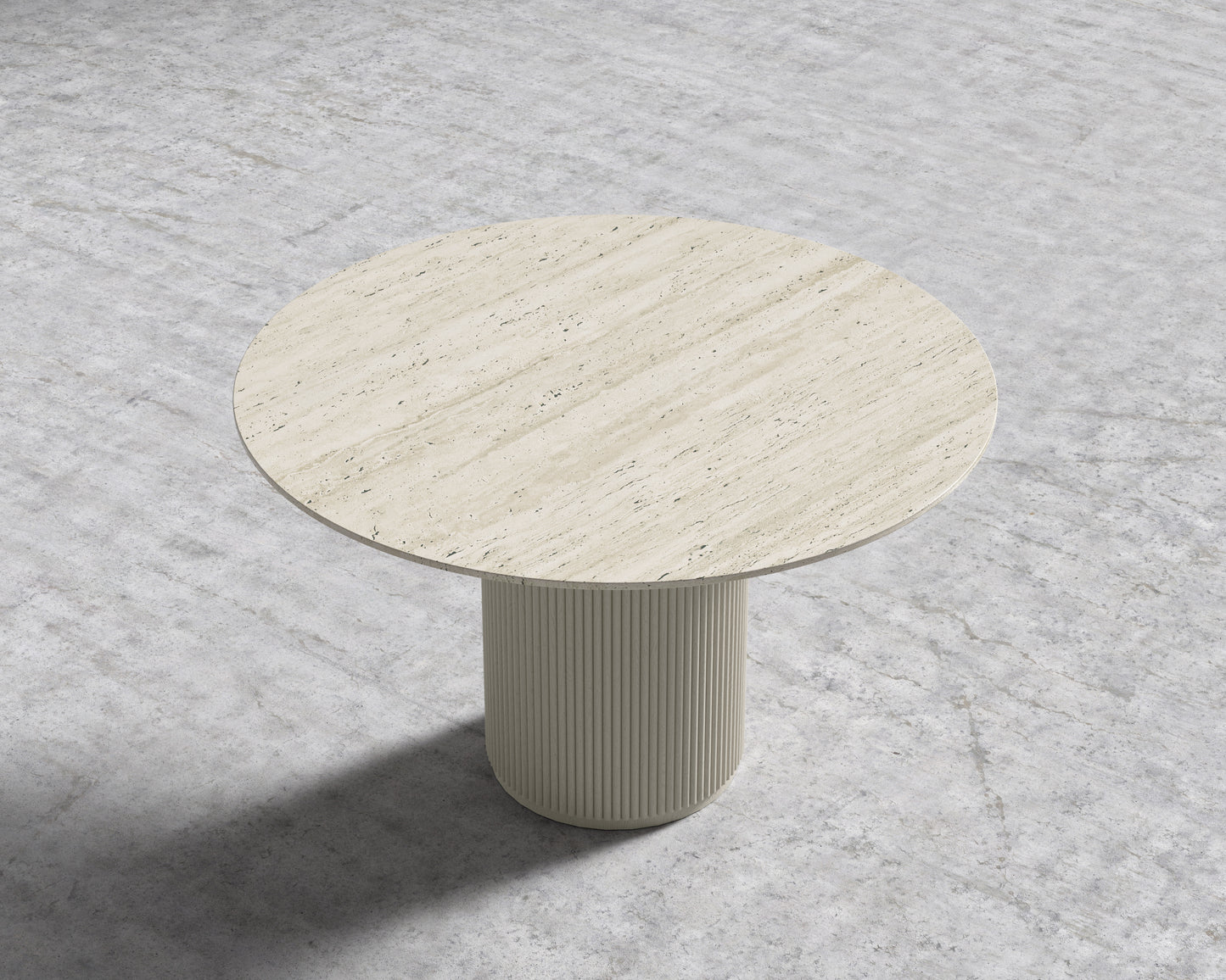 Athena Dining Table Round - 48in - Travertine - Alabaster Base