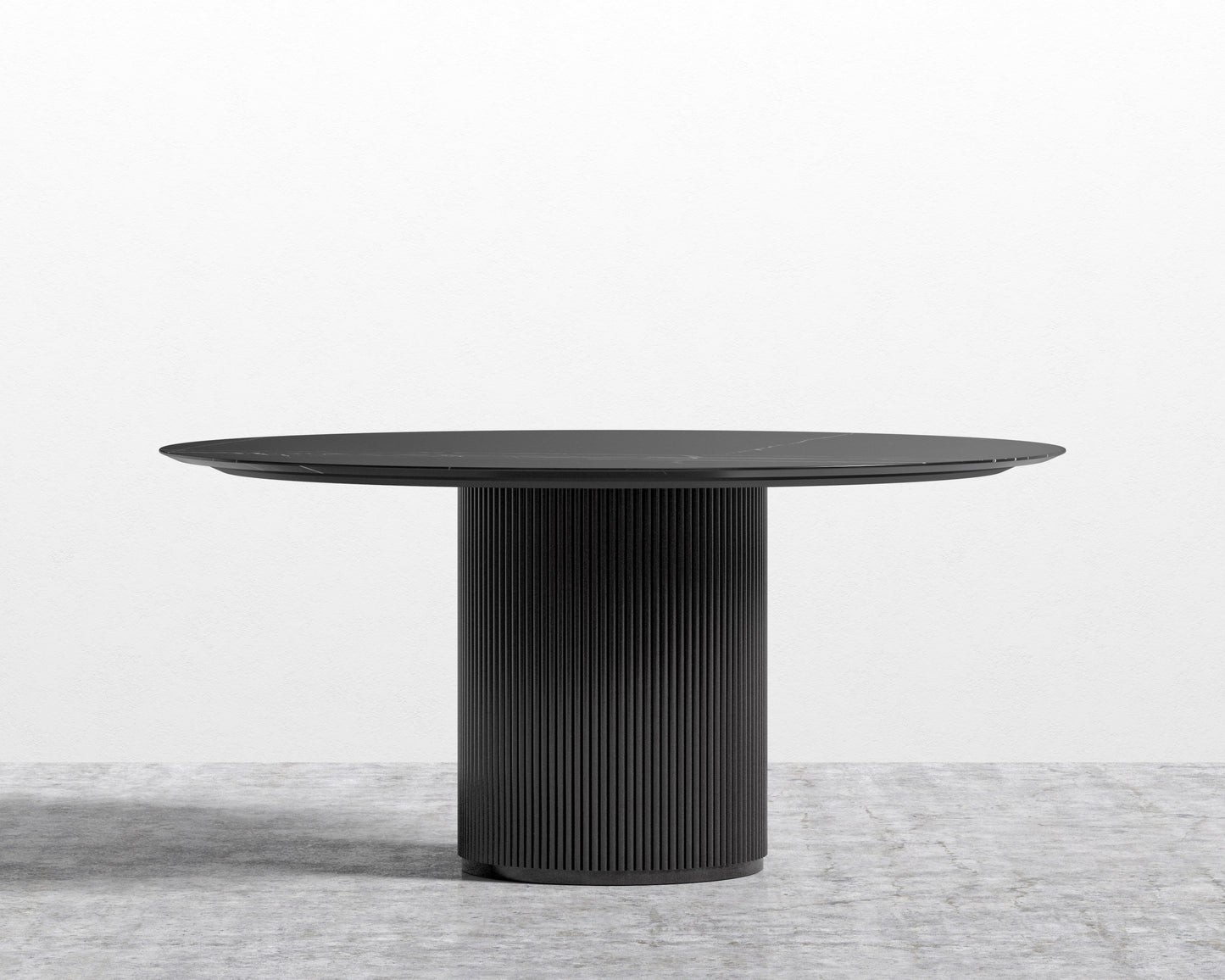 Athena Dining Table Round - 63in - Black Marble Black Oak Base