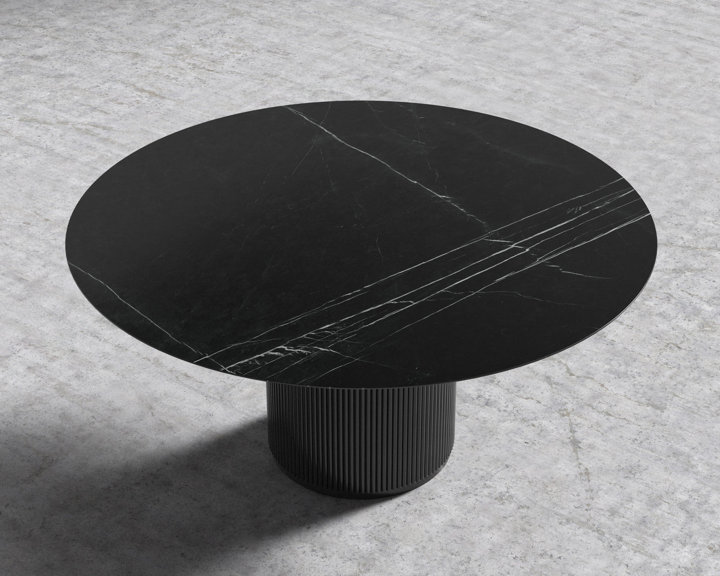 Athena Dining Table Round - 63in - Black Marble Black Oak Base