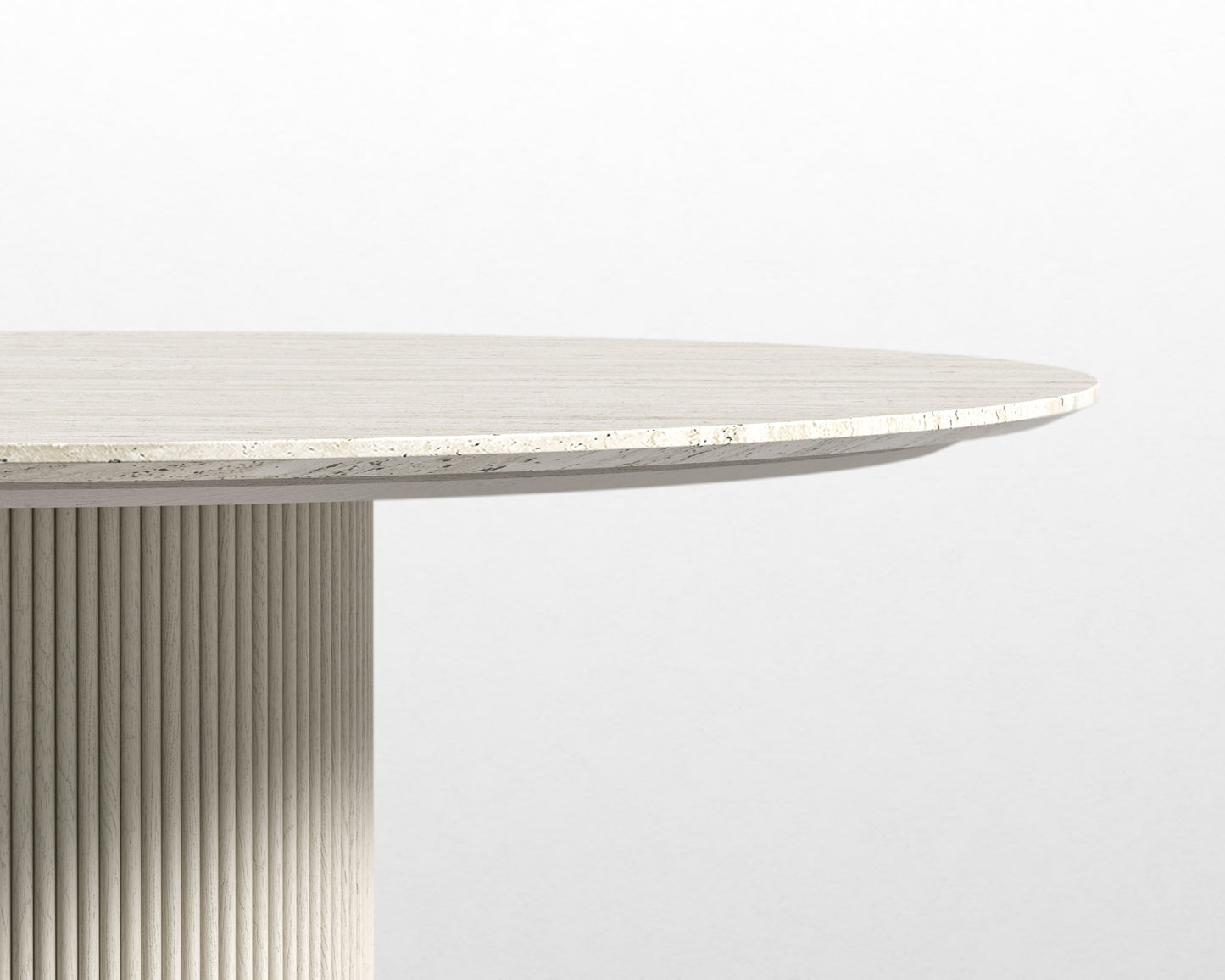 Athena Dining Table Round - 63in - Travertine - Alabaster Base