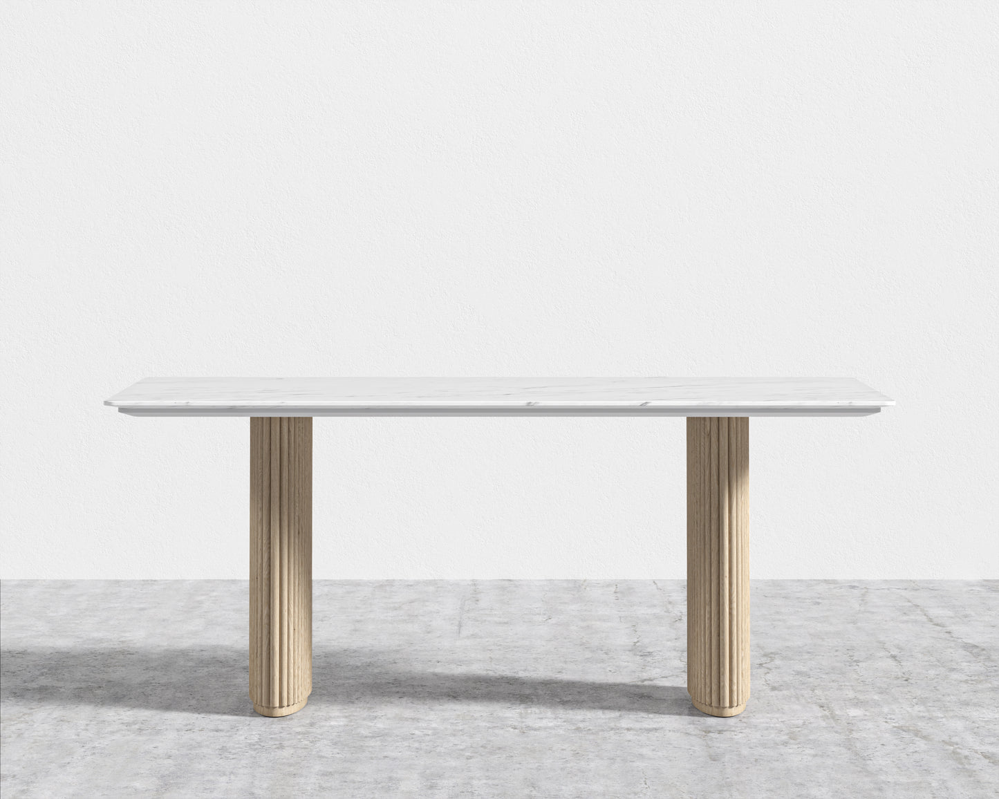 Athena Dining Table - White Carrara Marble - White Ash Base