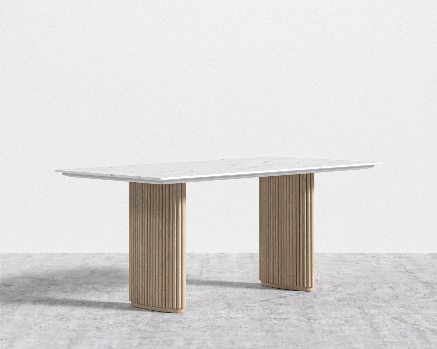 Athena Dining Table - White Carrara Marble - White Ash Base