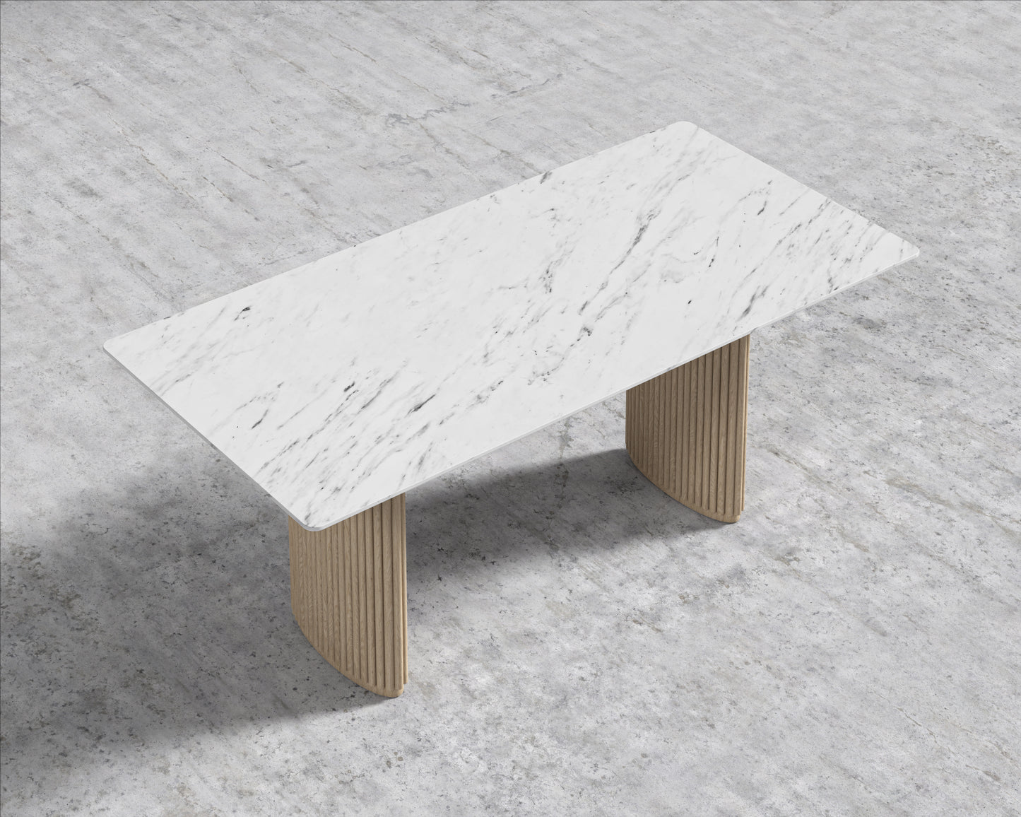 Athena Dining Table - White Carrara Marble - White Ash Base