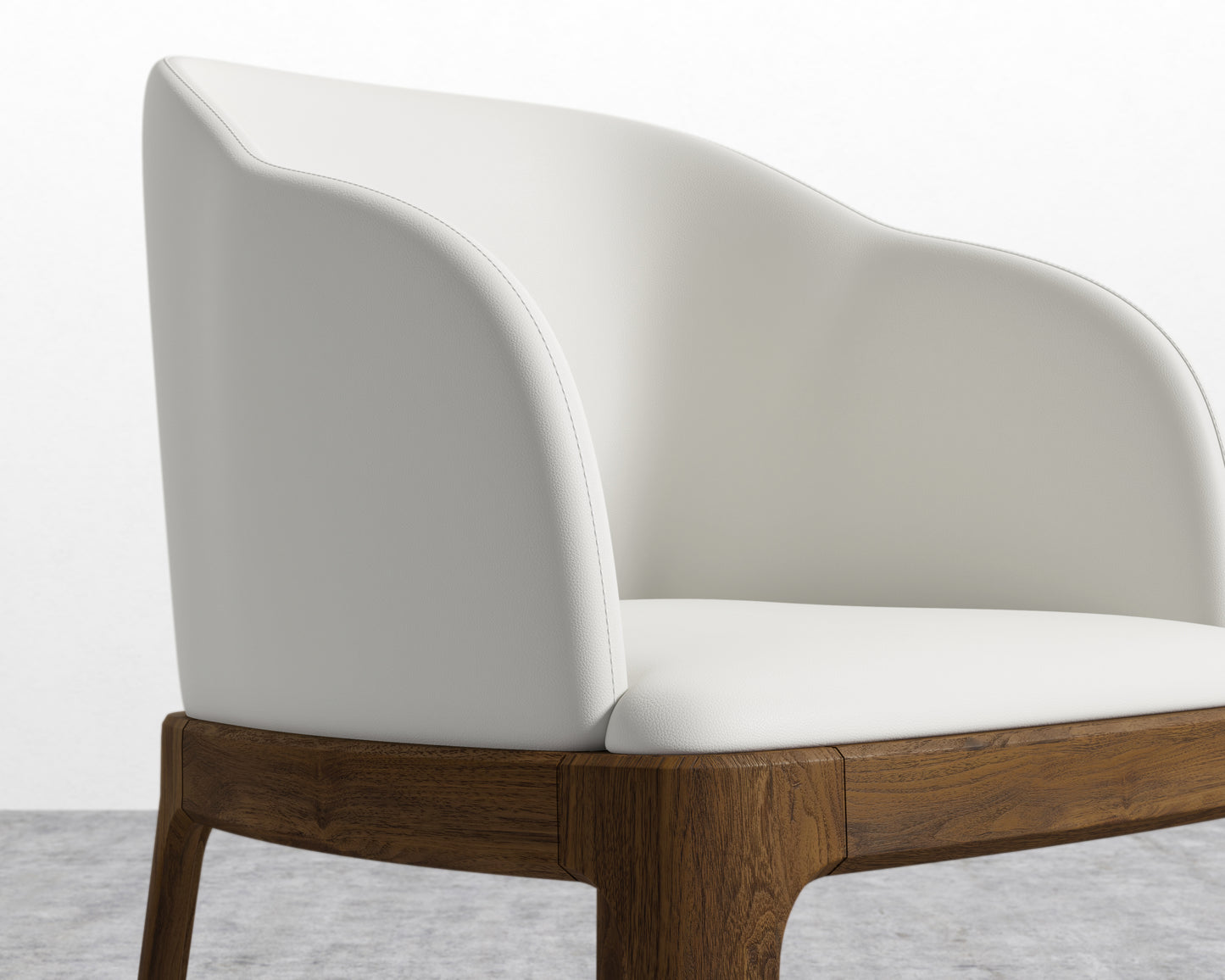 Aubrey Armchair - Microfiber Leather - Trento Eggshell - Walnut Stain